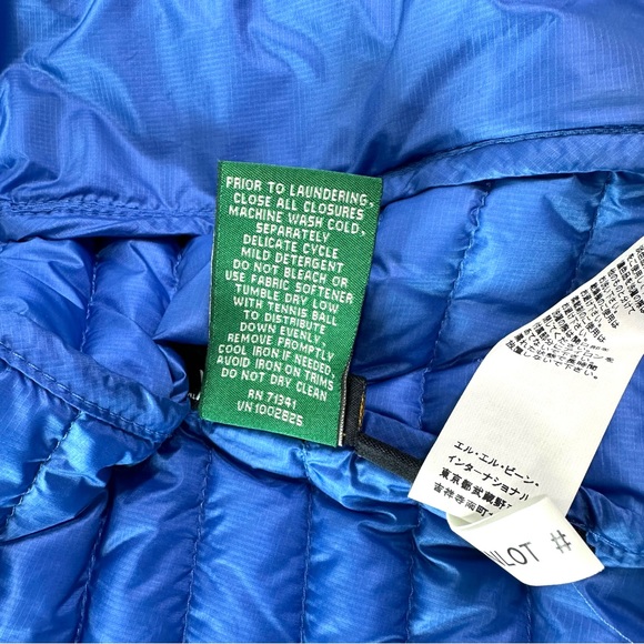 L.L.BEAN jacket women’s ultralight 850 DOWN HOODED SWEATER JACKET BLUE zip M - Picture 10 of 15